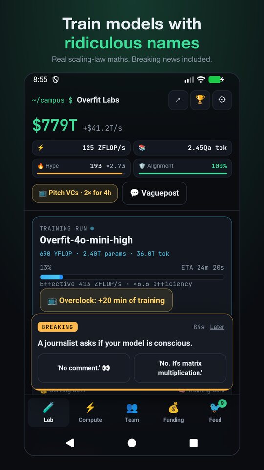 Training a model called Overfit-4o-mini-high while a breaking-news event asks if the model is conscious
